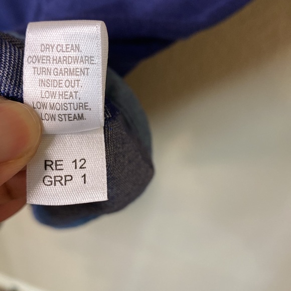 St. John Yellow Tag Denim Chambray Full Zip Front Short Sleeve Top L - Picture 6 of 12